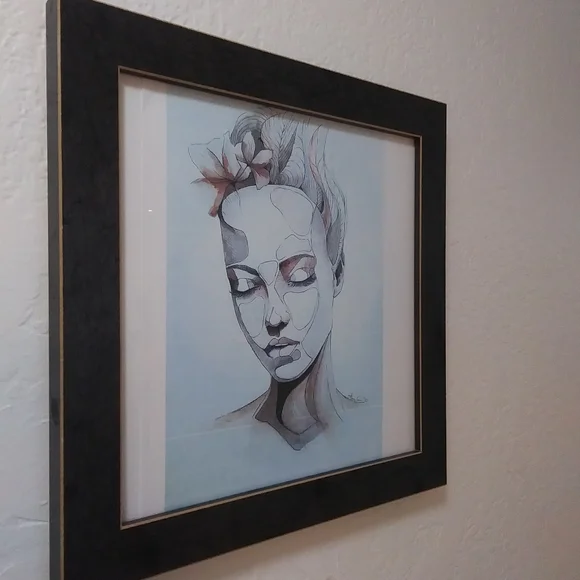 SOLD Art by Polish artist women portrait drawing - Picture 3 of 3
